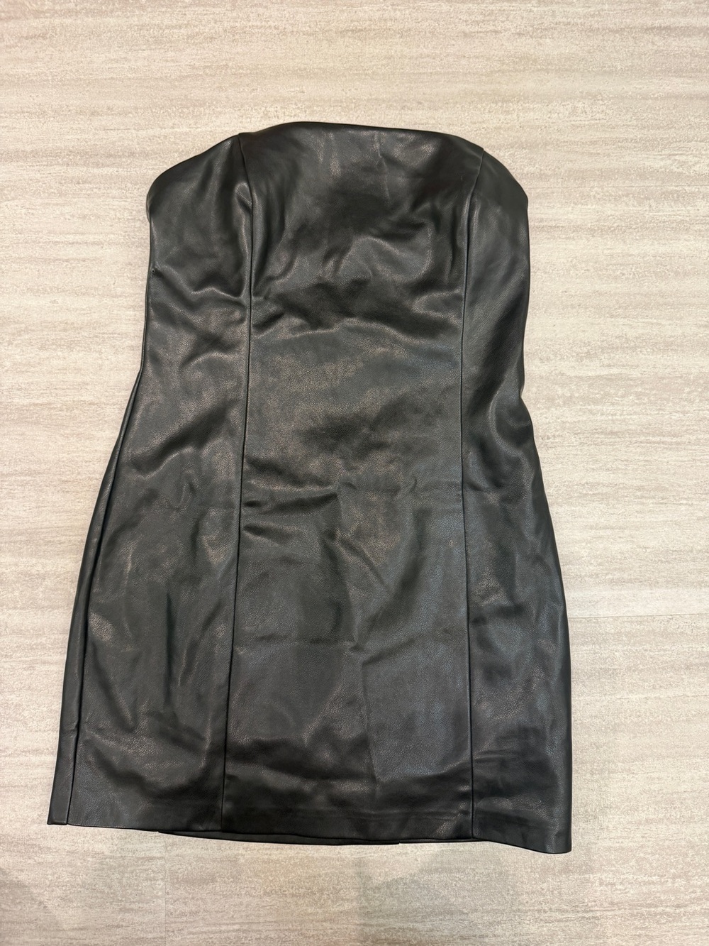 Garage Black Faux Leather Strapless Tube Mini Dress Women’s M